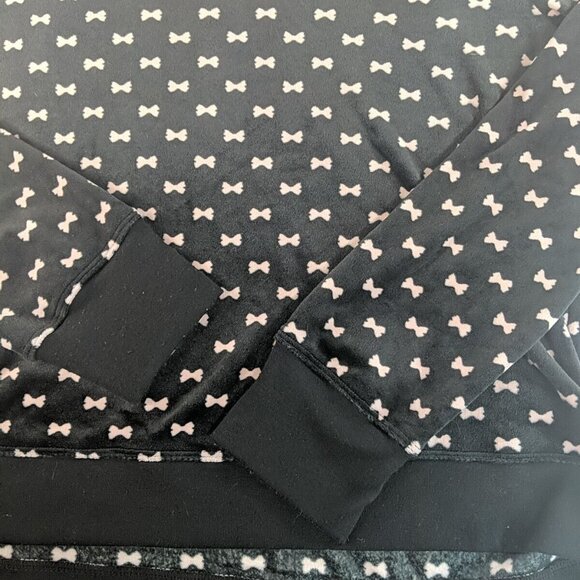 Kate Spade Long Sleeve Velour Shirt Black Pink Bows Women's L Large Sleepwear - Picture 2 of 12